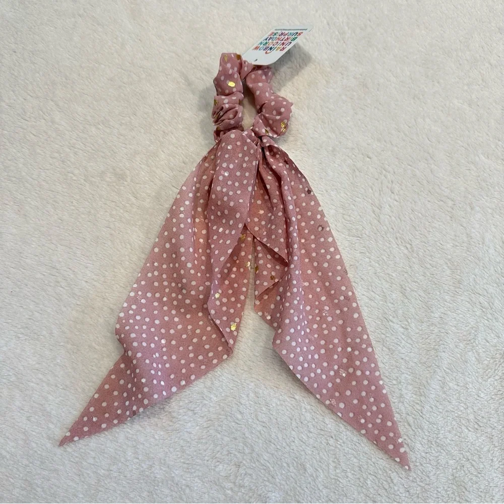 NWT Marta Scrunchie Bow Pink Sparkle Hair Tie